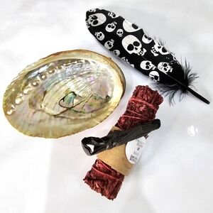 Dragon’s Blood Sage ✦ Tiger Shell ✦ Skull Feather ✦ Cleansing Smudge Set NWT